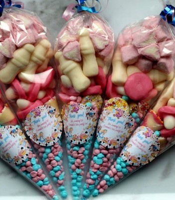 Personalised Alice In Wonderful Tea Pary Sweet Cone Prefilled Party Bags Favour