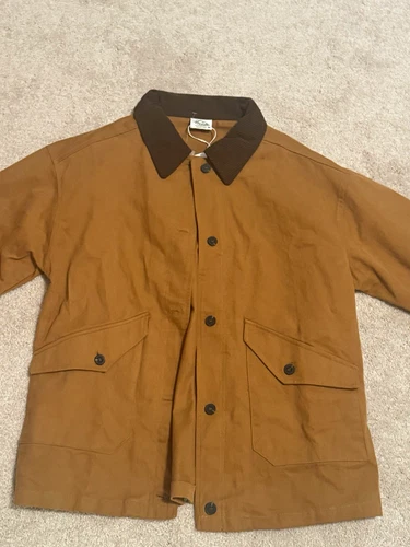 VeryJ Taupe Cotton Button-Front Short Jacket Spread Collar Size S NJ90408 - product listing photo