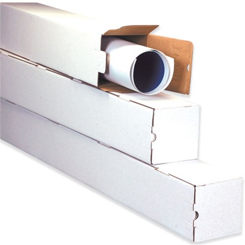 3x3x18 White Box Corrugated Square Mailing Tube Shipping Storage 50