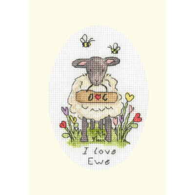 Bothy Threads  greating card counted cross stitch kit ''I Love Ewe'', XGC40, 13x9c