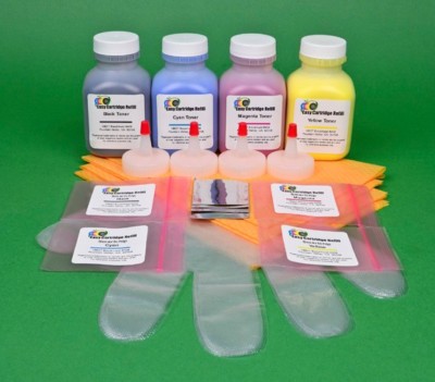 4-Color Toner Refill Kit w/Chips for Samsung CLX 3185 3185FN 3185FW 3185N 3185W