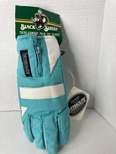 Vtg Black Sheep WOMEN's Ski Gloves Suede Palm Puffy Hot Neon Blue Thermolite NWT