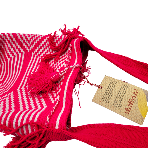 2 COLORS 🇨🇴 Colombian Large Handmade Wayuu Tribe Mochila Bucket Boho Bag RED - Picture 5 of 10