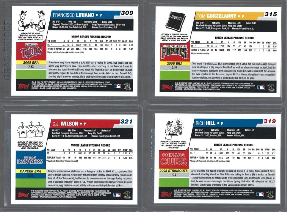 Juego completo de tarjetas de béisbol Topps Serie 1 2006 1-330 (Breslow/Liriano Rookies) Foto 2 de 4