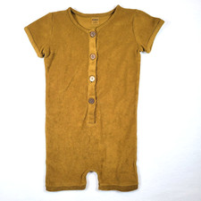 Kidwild Kids Romper Jumper Size 4-5Y Green Short Sleeve Terry Cloth Casual Boho