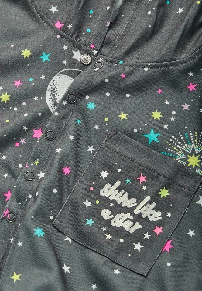 Pijama de una pieza Justice Girls Shine Like Star traje de unión 16 18 PLUS sin pies Foto 3 de 4