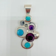 DTR JAY KING Sterling Silver Turquoise & Purple Stone Pendant