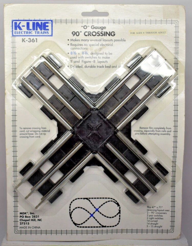 K-LINE 3-RAIL  O GAUGE 90* CROSSING TUBULAR WORKS WITH LIONEL K-361 MSRP $21 - Image 2 of 2