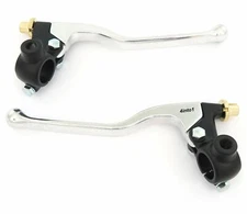 Honda GP Lever Set w/ Mirror Mount - Clutch + Drum Brake - Black & Chrome - 7/8"