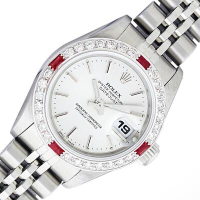 Rolex Lady Datejust Quick-Set Steel & 18K Gold Silver Index Diamond Bezel Watch