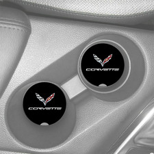 CHEVROLET CORVETTE BOWTIE CHEVY THEME DESIGN CUSTOM RUBBER CAR COASTER SET OF 2