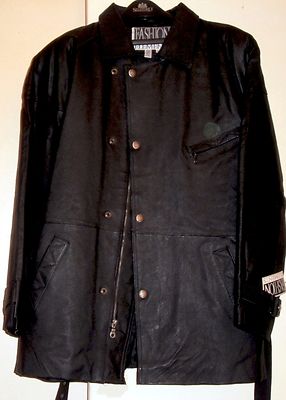 New Men's Genuine Leather 3/4 Length Coat Jacket Size M, Color Black