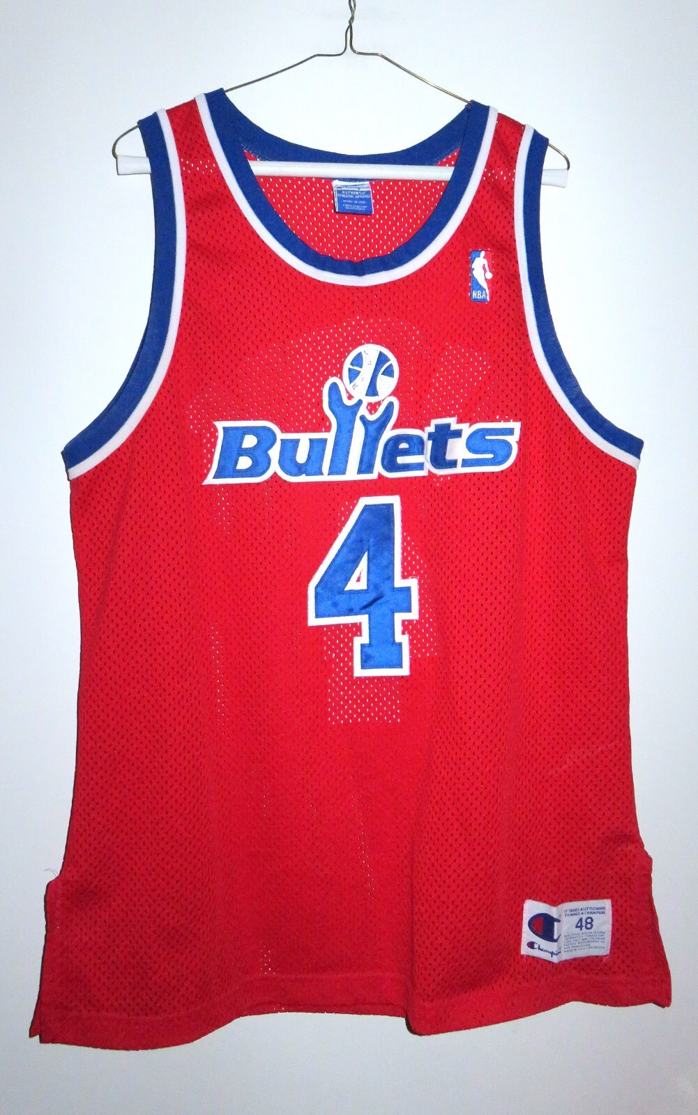 Authentic Chris Webber Washington Bullets Wizards Champion Jersey 48 Road Red