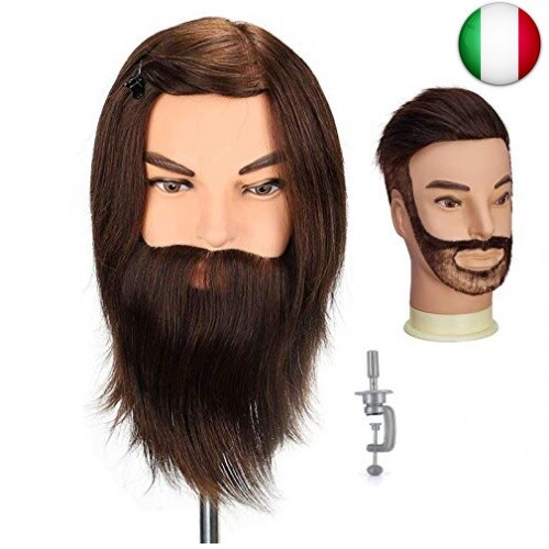 Uomo Testa di manichino, Neverland Beauty 100% veri capelli umani con barba