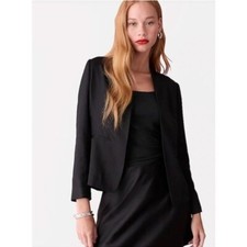 J. Crew Going Out Blazer In Gramercy Twill Lyocell Open Front Black Size 6