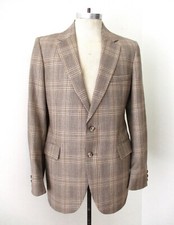 Vtg 70s SUPERFLY Brown Cream Checker Plaid Disco Pimp Blazer Office Jacket 40L