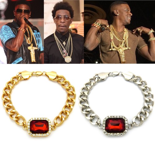 MENS HIP HOP MIAMI CUBAN LINK RED RUBY 