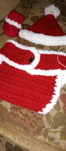 Baby Girl Santa Crochet Traje talla 0-3 meses - Imagen 3 de 4