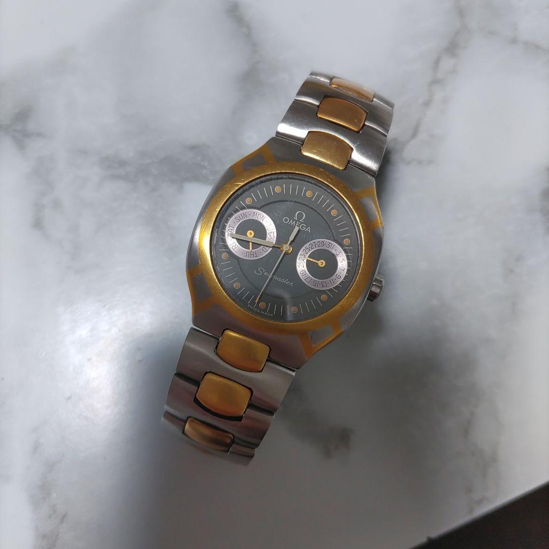 OMEGA Seamaster ポラリス シルバー/ゴールド Omega Seamaster Vintage Polaris 18K Gray Silver Gold Quartz Mens