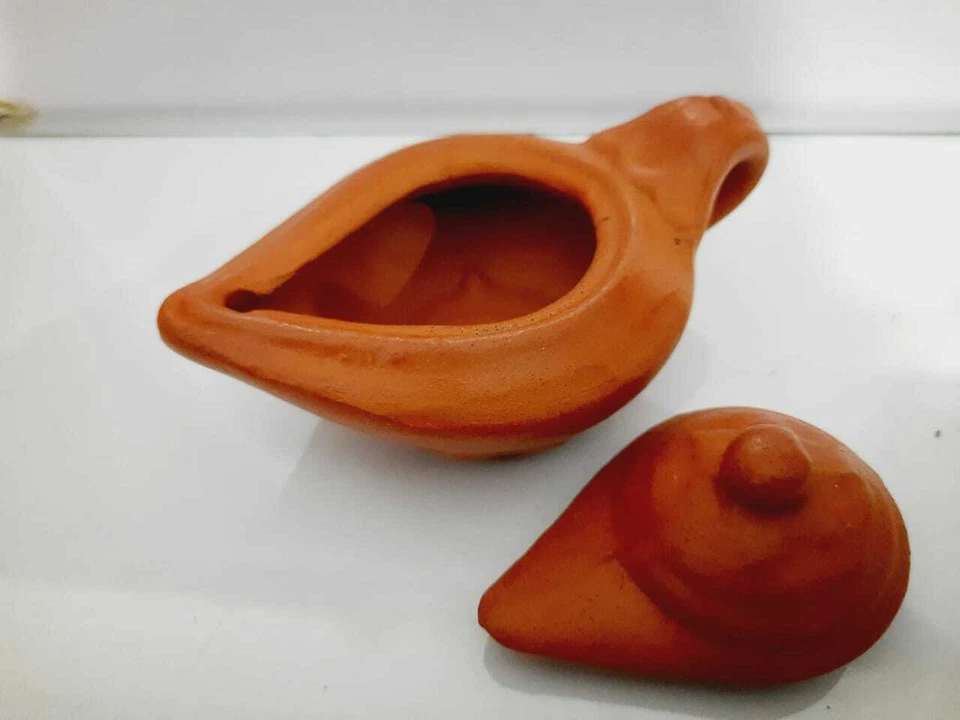 LÁMPARA DE ACEITE DE ARCILLA ALADDIN TAPA SEPARADA HECHA A MANO HOGAR BODA FESTIVEL Foto 4 de 4