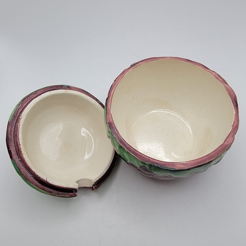 Vintage Grape Shaped Sugar Bowl w Lid Purple Green Ceramic Made Japan 3.75" - Picture 5 of 6