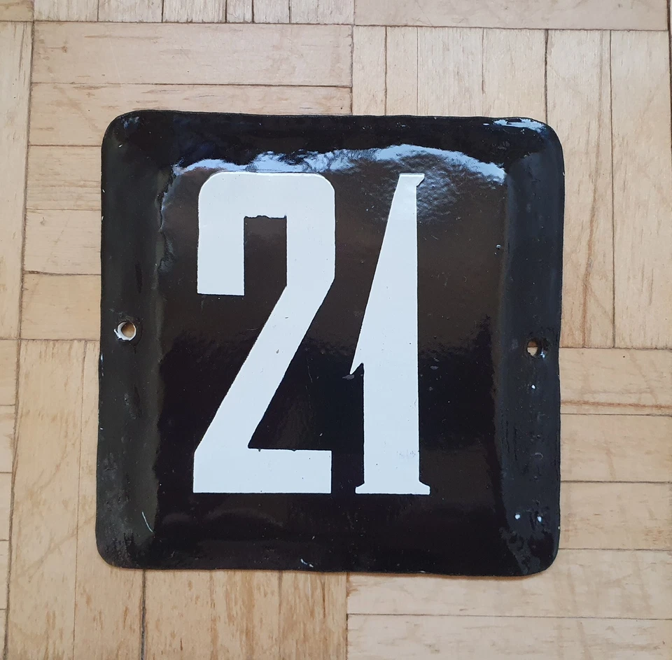 Vintage Soviet Metal Enamel Street Sign Number Plate № 21 PLAQUE USSR Porcelain - Image 4 of 4