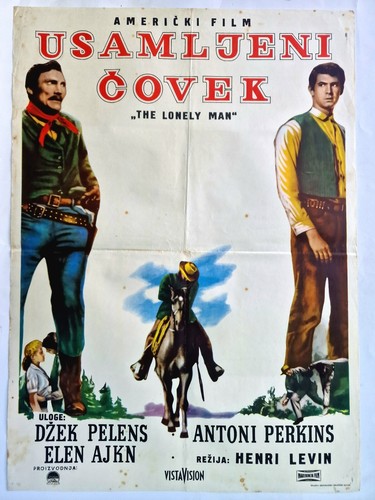 THE LONELY MAN WESTERN ANTHONY PERKINS 1957 JACK PALANCE RARE YUGO MOVIE POSTER
