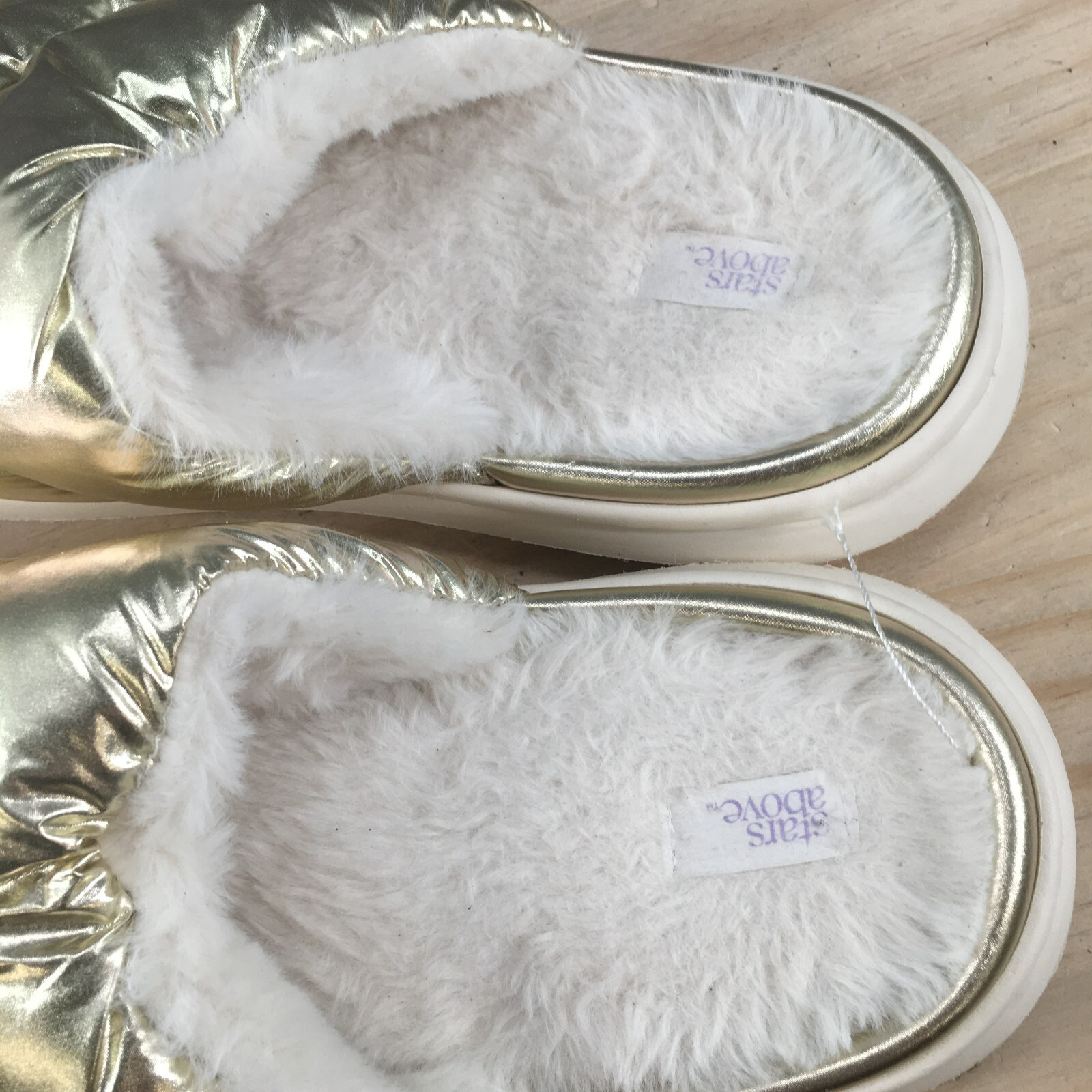 PANTOFOLA D’ORO Pantofole Stars Above donna 11 12 Merritt Slip On Slide oro punta rotonda pelliccia sintetica