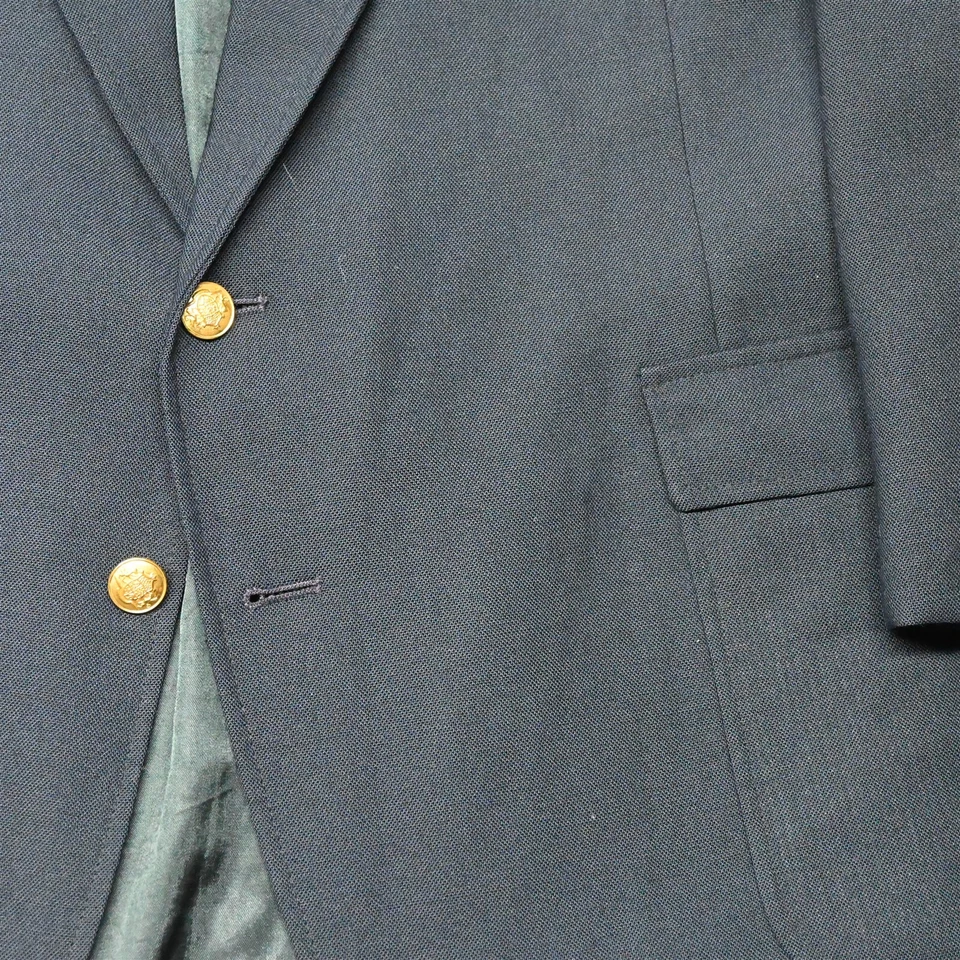 复古 Alexander Lloyd 美国制造 52R 海军蓝 Hopsack 金色纽扣西装外套运动外套 — 第 3/4 张图片