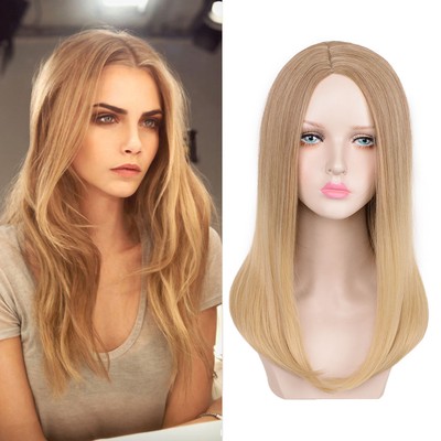 19 6 Cara Delevingne Style Women Long Straight L Parting Blonde
