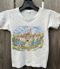 1955 Disneyland Castle Walt Disney Productions Antique Child T-Shirt Mid Century