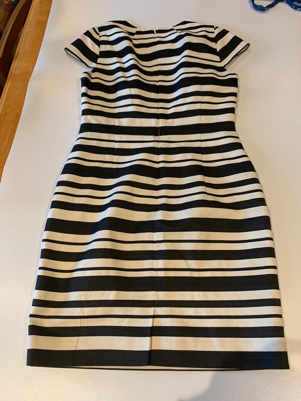Hobbs Womens Dress 12 Black & White Stripe Knee l… - image 1
