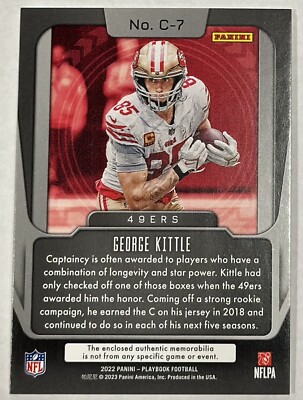 George Kittle 2022 Playbook CAPTAINS #C-7 San Francisco 49ers