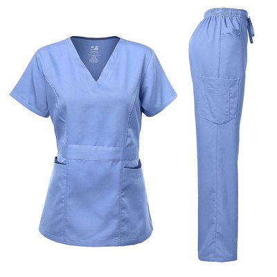 Medical Uniform Women S Scrubs Set Stretch Contrast Pocket Ceil
