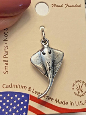 Sterling Silber 3D 12x20mm Meer Manta Stachelrochen Fledermaus Ray Charm!