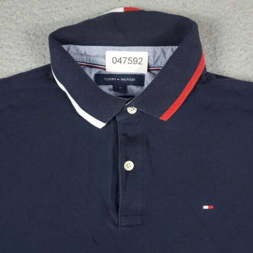 Tommy Hilfiger Polo Shirt Mens Medium Blue Casual Short Sleeve - Picture 1 of 6