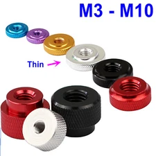 M3 - M10 Knurled Thumb Nuts Through Hole Hand Grip Knobs Alu Alloy Fit PC Case