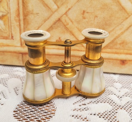 Antique French Mother of Pearl Opera Glasses in Case, Chavance & Co, Michigan - Picture 7 of 10