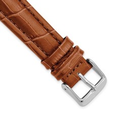 18mm 7.5" Matte Alligator-Style Grain Leather Silver-tone Buckle Watch Band