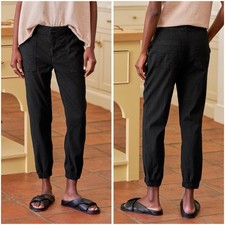 Frank  Eileen Jameson Utility Jogger Black 6 Italian Performance Flax Linen