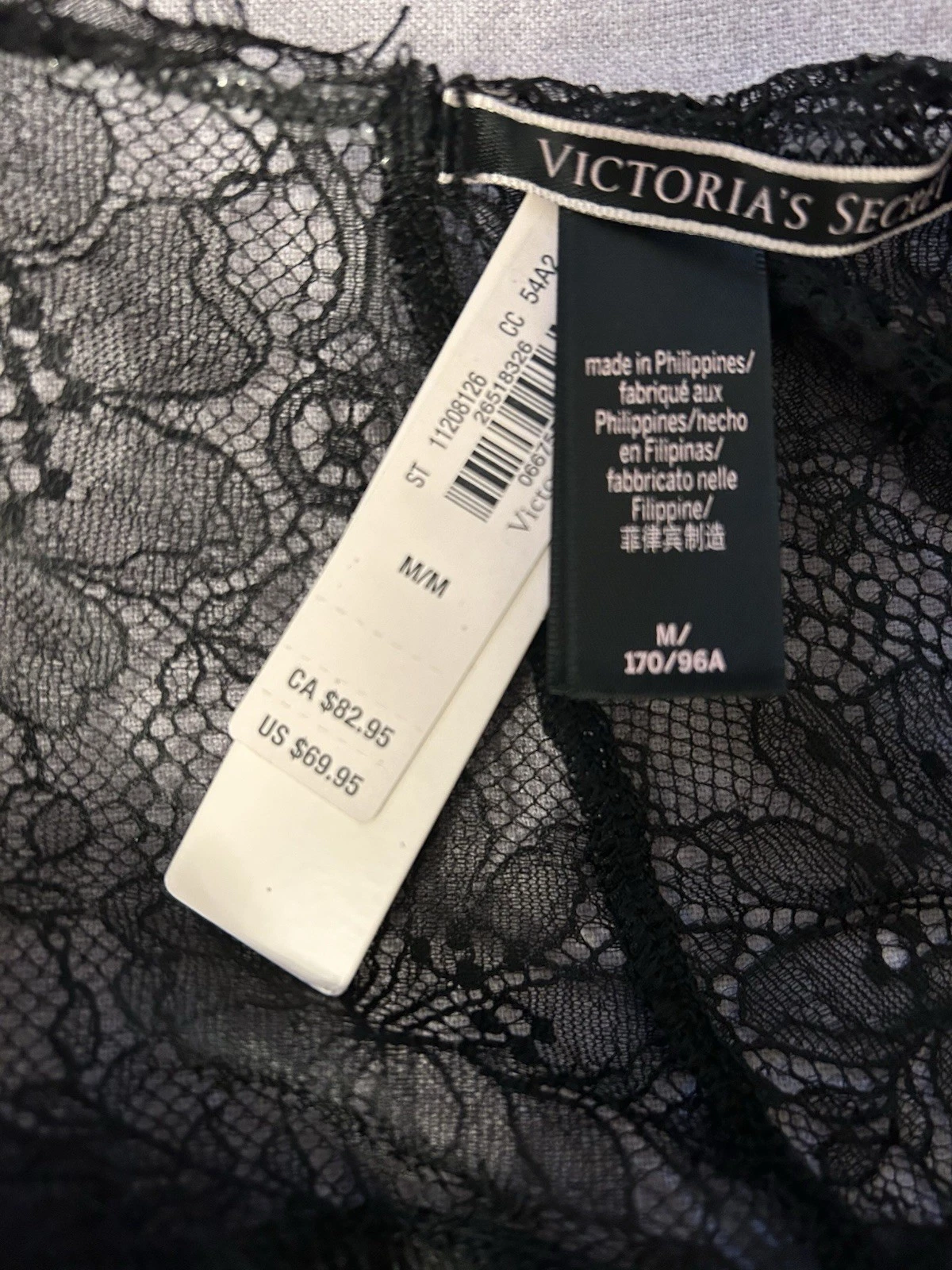 UNDERCOVER Victoria's Secret Mini Abito Slip in Raso con Top in Pizzo con Spacco Laterale Nero Tg.Med