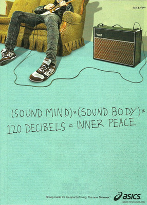 2008 Asics Stormer Tennis Shoe Vox Guitar Amp Inner Peace Print AD Advertisement