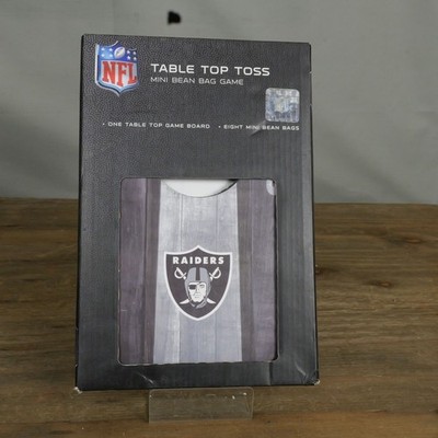 NFL Table Top Toss Mini Bean Bag Game Raiders Tabletop Board Wood Look Team Logo