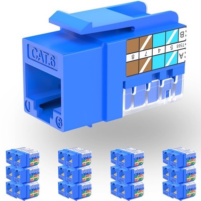 RJ45 Keystone Jack Cat6 10G Support, Keystone Jacks UTP 25 Pack for Wall Plat...