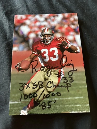 San Francisco 49ers ROGER CRAIG Signed 4x6 Photo FOOTBALL AUTOGRAPH