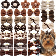 20pc Brown Small Dog Hair Bows - Mix Holiday Dog Hair Bows for Yorkie Puppies...