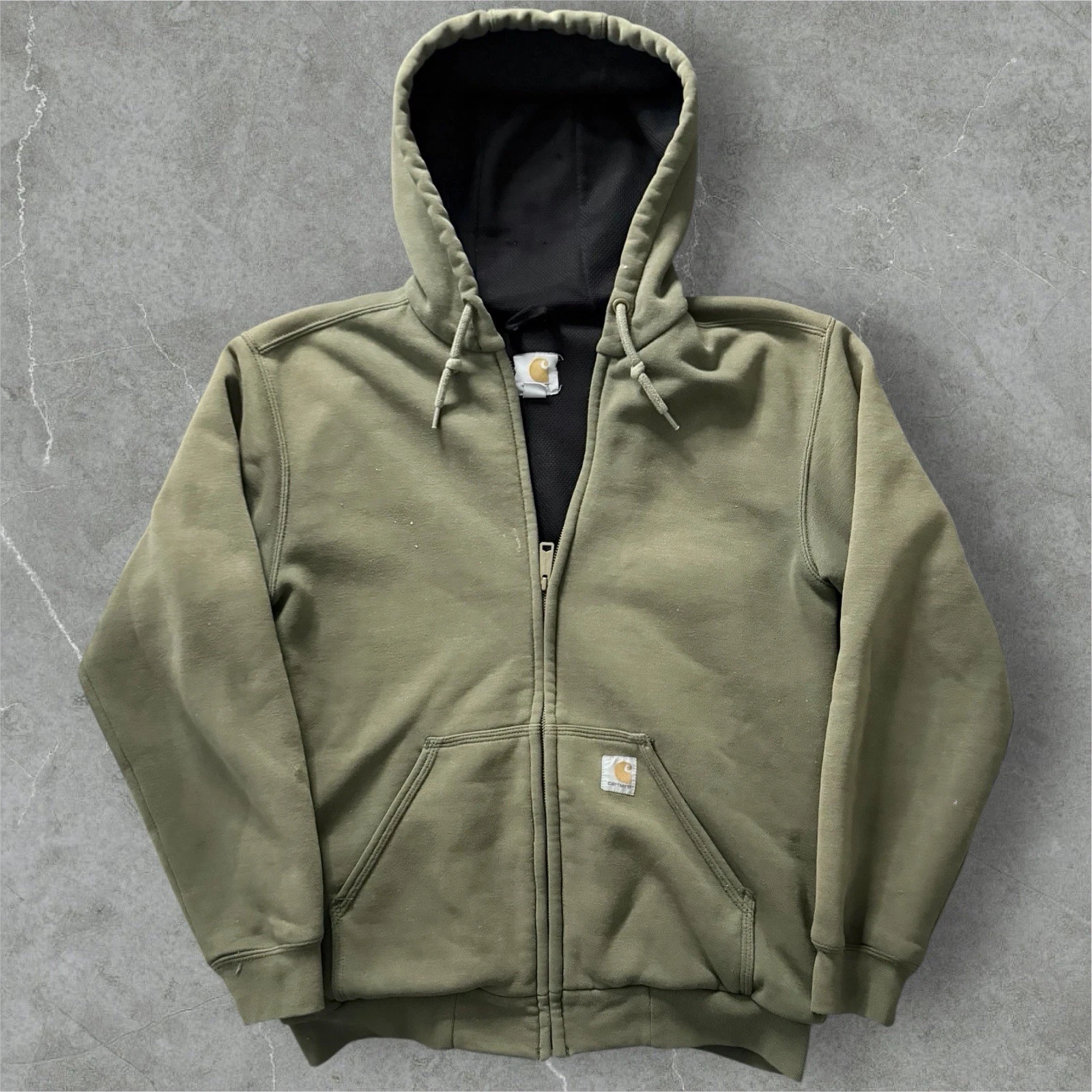 Vintage 2000s Carhartt Insulated Zip Hoodie Small Olive Green Thermal