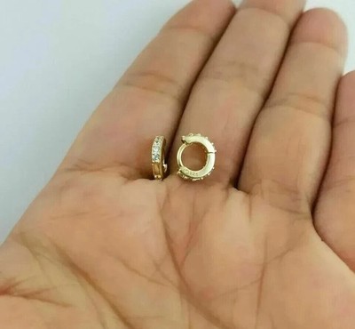 0.80Ct GENUINE MOISSANITE Baby   Huggie Hoop Earring 14K Yellow Gold Plated