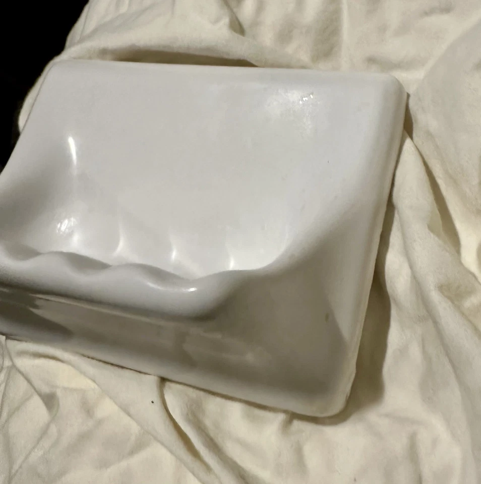 Vintage White Ceramic Soap Dish Shower Tray Tile In Mid Century Modern Retro - Image 3 of 4
