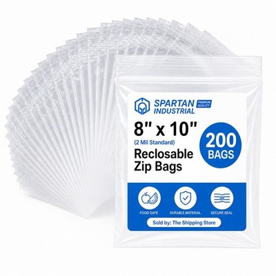 8  X 10  (200 Count) Quart Clear Reclosable Zip Plastic Poly Bags